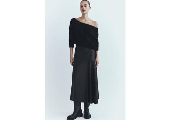 Zara  : пальто-жакет с асимметричными рукавами из смеси альпака, Цвет: Черный, Размер: L