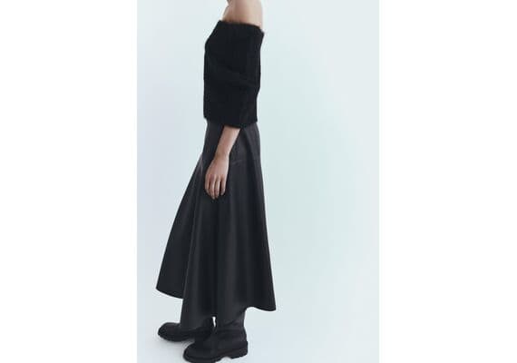 Zara  : пальто-жакет с асимметричными рукавами из смеси альпака, Цвет: Черный, Размер: L, изображение 3