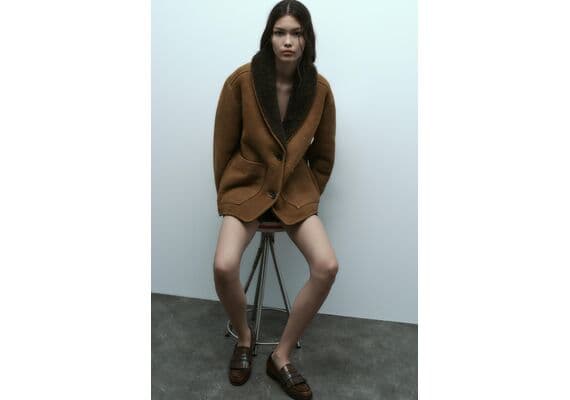 Zara Сломанные плоские мокасины , Цвет: Коричневый, Размер: 36