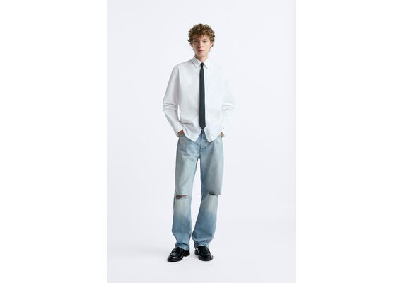 Zara Рубашка slim fit poplin , Цвет: Белый, Размер: S (US S)