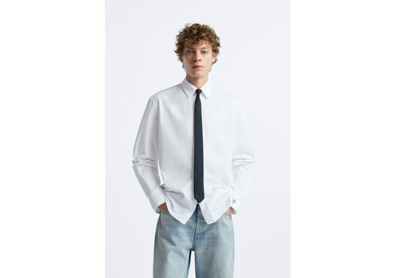 Zara Рубашка slim fit poplin , Цвет: Белый, Размер: S (US S), изображение 2