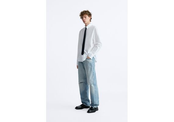 Zara Рубашка slim fit poplin , Цвет: Белый, Размер: S (US S), изображение 4