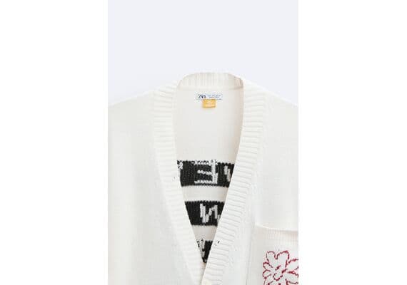 Zara Кардиган с разделителем jacquard cardigan x pepo moreno , Цвет: Белый, Размер: M (US M), изображение 9