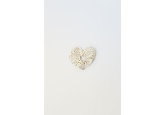 Zara   polka dot print heart scrunchie , Цвет: Бежевый, Размер: M