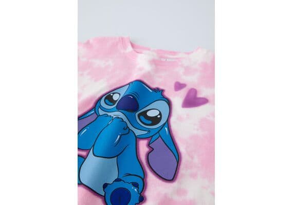 Zara Футболка tie-dye lilo & stitch © disney с круглым вырезом горловины, Цвет: Розовый, Размер: 6-7 лет (120 см), изображение 3