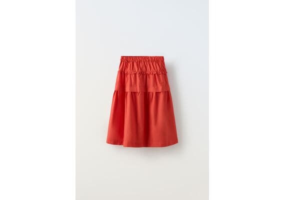 Zara Юбка миди с эластичным поясом, Цвет: Красный, Размер: 8 лет (128 см)