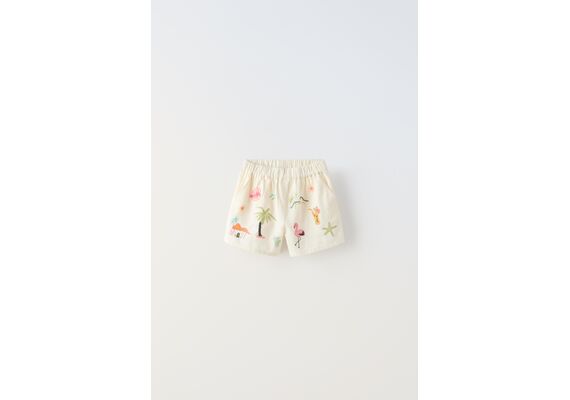 Zara Шорты бермуды с эластичным поясом, Цвет: Бежевый, Размер: 8-9 лет (130 см), изображение 2