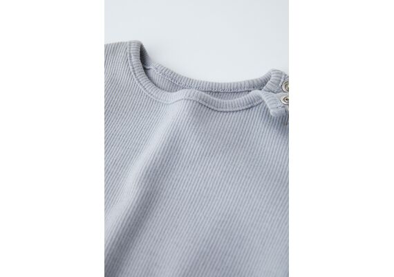 Zara Двухэлементный набор с рубчиком plain ribbed bodysuit and joggers , Цвет: Серый, Размер: 0-1 месяцев (56 см), изображение 3