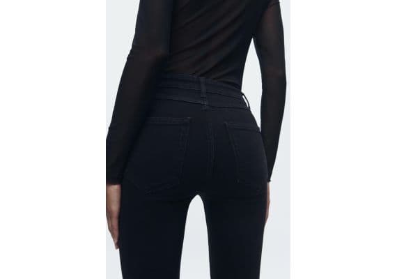 Zara Сохрани  zw collection '80s skinny high-waist jeans , Цвет: Черный, Размер: 42, изображение 4