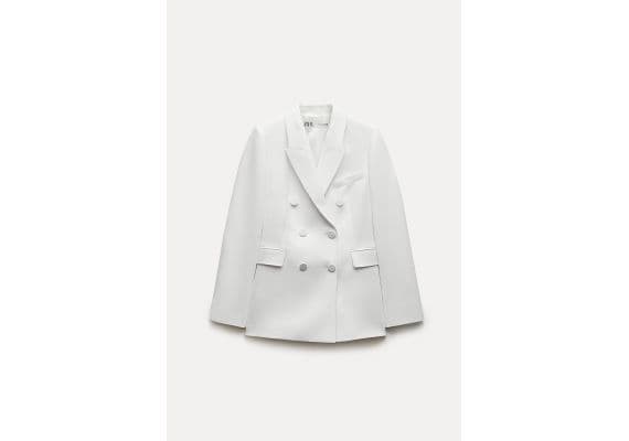 Zara   zw collection fitted double-breasted blazer , Цвет: Бежевый, Размер: XS, изображение 5