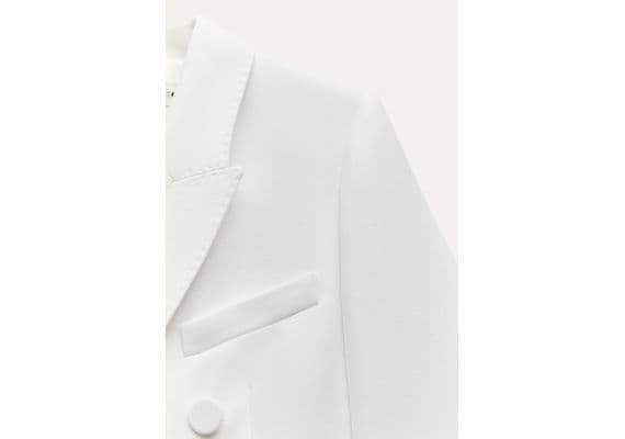 Zara   zw collection fitted double-breasted blazer , Цвет: Бежевый, Размер: XS, изображение 7