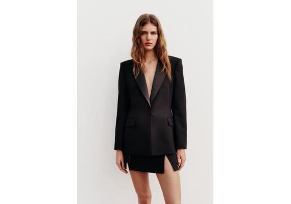 Zara Сочетание сатиновой скорты с разрезами , Цвет: Черный, Размер: XL, изображение 2