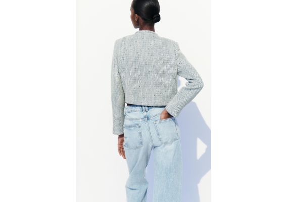 Zara Короткая косая куртка, Цвет: Синий, Размер: XXL, изображение 4