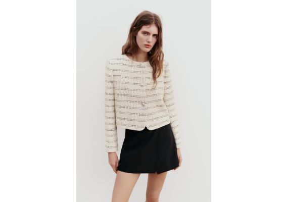 Zara Короткая куртка с подушечками на плечах , Цвет: multicolor, Размер: XS, изображение 2