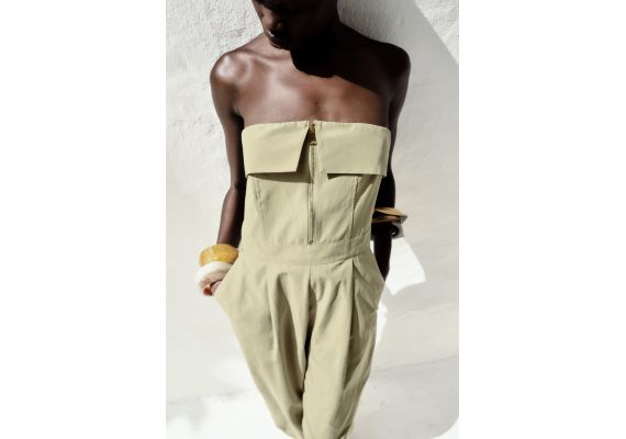 Zara Overalls широкие с широкими штанами и молниями , Цвет: Зеленый, Размер: XS, изображение 2