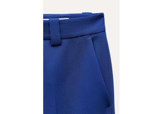 Zara Широкие брюки из коллекции zara woman средней посадки с петлями для ремня, Цвет: Синий, Размер: XL, изображение 8