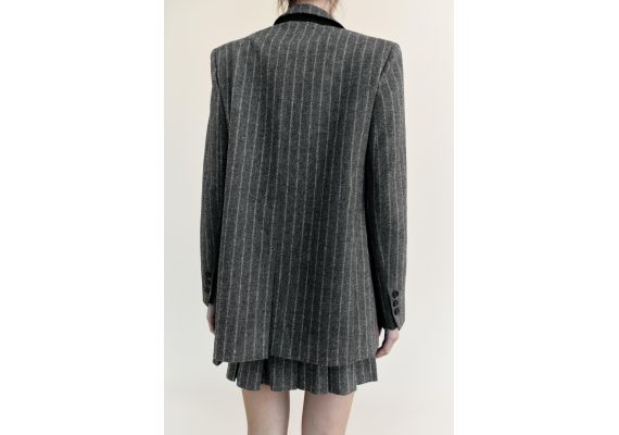 Zara Пиджак с разделителем zw collection pinstripe wool blend blazer , Цвет: Серый, Размер: L, изображение 4