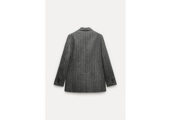 Zara Пиджак с разделителем zw collection pinstripe wool blend blazer , Цвет: Серый, Размер: XS, изображение 6