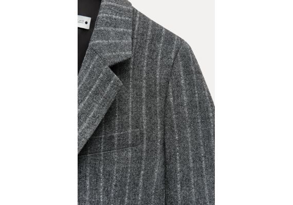 Zara Пиджак с разделителем zw collection pinstripe wool blend blazer , Цвет: Серый, Размер: XL, изображение 7