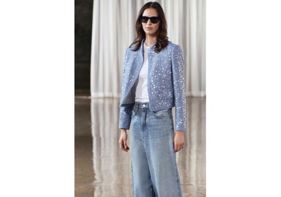 Zara Куртка zw collection sequin jacket, Цвет: Синий, Размер: XS, изображение 2