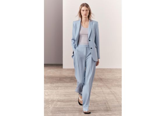 Zara   zw collection straight-fit suit trousers , Цвет: Синий, Размер: S