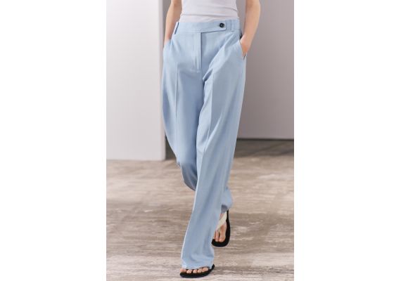 Zara   zw collection straight-fit suit trousers , Цвет: Синий, Размер: S, изображение 3