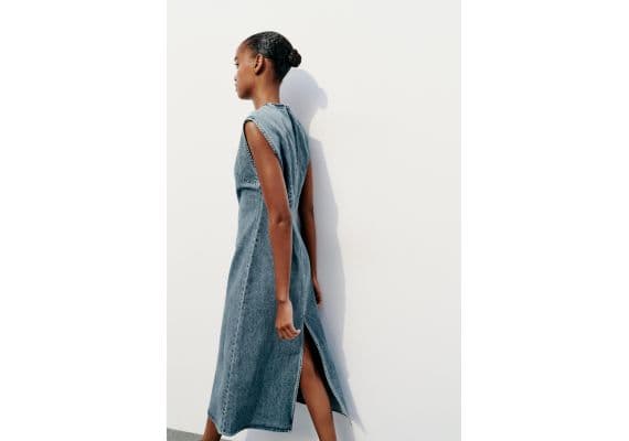 Zara   denim trf midi dress , Цвет: Синий, Размер: XS, изображение 4