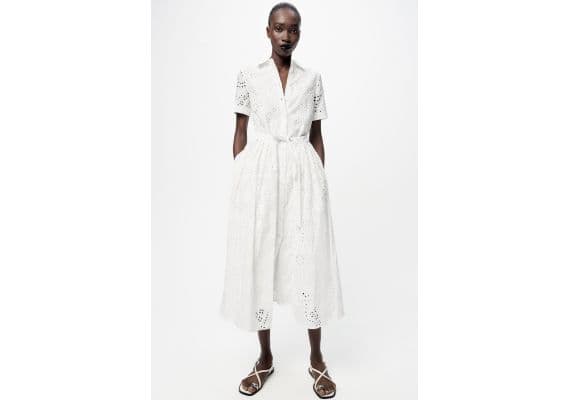 Zara   zw collection embroidered shirt dress , Цвет: Белый, Размер: XL