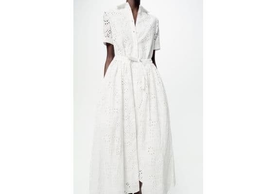 Zara   zw collection embroidered shirt dress , Цвет: Белый, Размер: XL, изображение 2