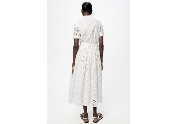 Zara   zw collection embroidered shirt dress , Цвет: Белый, Размер: XL, изображение 4