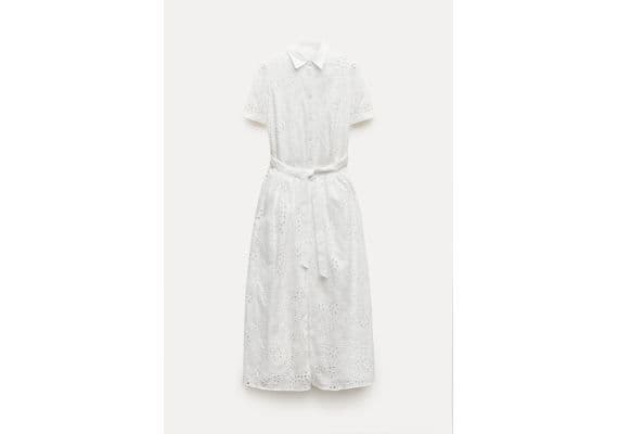 Zara   zw collection embroidered shirt dress , Цвет: Белый, Размер: XL, изображение 6