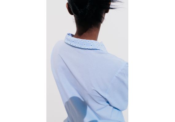 Zara Платье-мини с вышивкой cutwork, Цвет: Синий, Размер: XXL, изображение 3