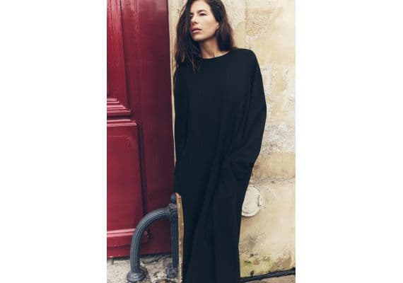 Zara Платье в стиле oversize с эффектом выцветания, выполненное из эластичной ткани с плотным и мягким плетением, Цвет: Черный, Размер: L