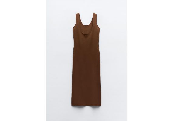 Zara Платье со сборкой fitted knit dress , Цвет: Коричневый, Размер: S, изображение 5