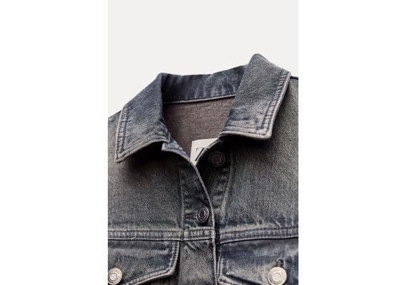 Zara Платье-рубашка из коллекции zw collection denim shirt dress , Цвет: Серый, Размер: XS, изображение 8