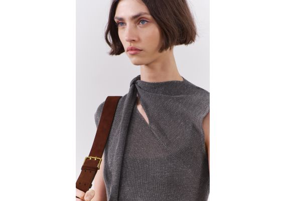 Zara Платье midi с узлом , Цвет: Серый, Размер: S, изображение 4