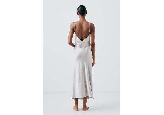 Zara  satin open-back slip dress , Цвет: Серый, Размер: XS, изображение 4