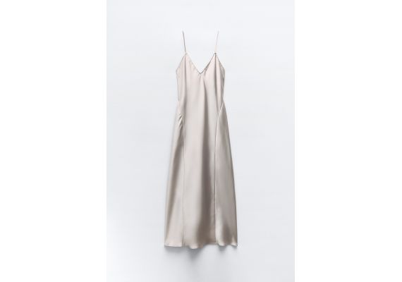 Zara  satin open-back slip dress , Цвет: Серый, Размер: XS, изображение 5