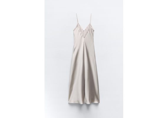 Zara  satin open-back slip dress , Цвет: Серый, Размер: XS, изображение 6