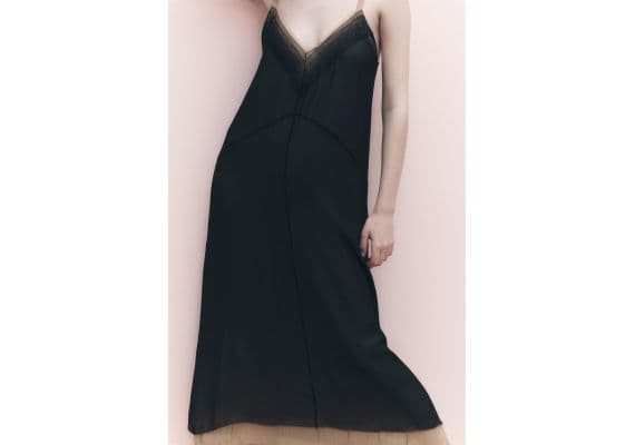 Zara   slip dress with contrast lining , Цвет: Черный, Размер: XS, изображение 3