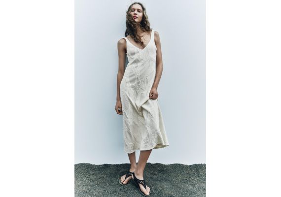 Zara   textured slip dress , Цвет: Бежевый, Размер: L