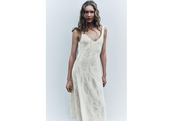 Zara   textured slip dress , Цвет: Бежевый, Размер: L, изображение 2