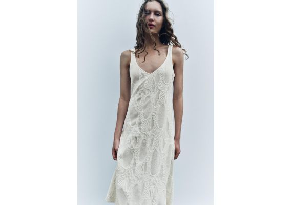 Zara   textured slip dress , Цвет: Бежевый, Размер: L, изображение 3