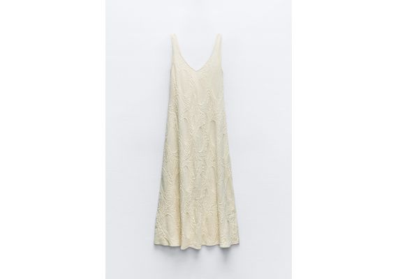 Zara   textured slip dress , Цвет: Бежевый, Размер: L, изображение 5