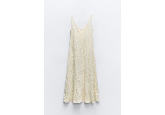 Zara   textured slip dress , Цвет: Бежевый, Размер: L, изображение 6