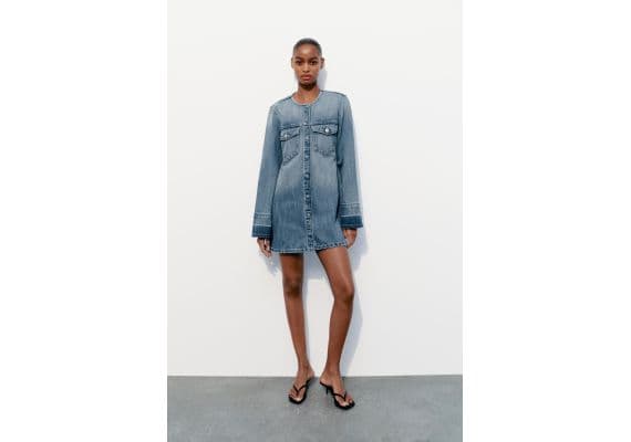 Zara Платье trf denim dress , Цвет: Синий, Размер: XS