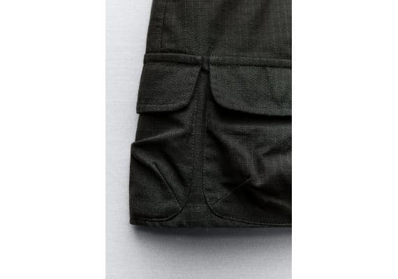 Zara Юбка-мини cargo mini skirt с высокой посадкой и петлями для ремня, Цвет: Хаки, Размер: XS, изображение 11