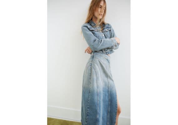 Zara Джинсовая длинная юбка z1975 denim , Цвет: Синий, Размер: XS