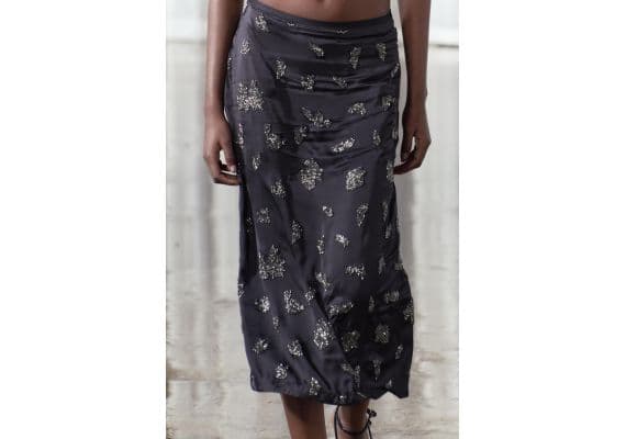 Zara   zw collection beaded embroidery skirt , Цвет: Серый, Размер: XS, изображение 2