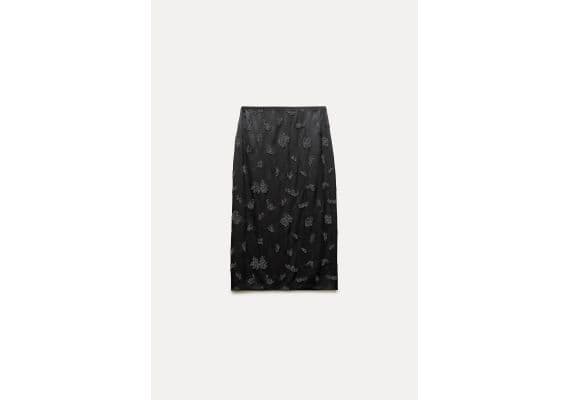 Zara   zw collection beaded embroidery skirt , Цвет: Серый, Размер: XS, изображение 5